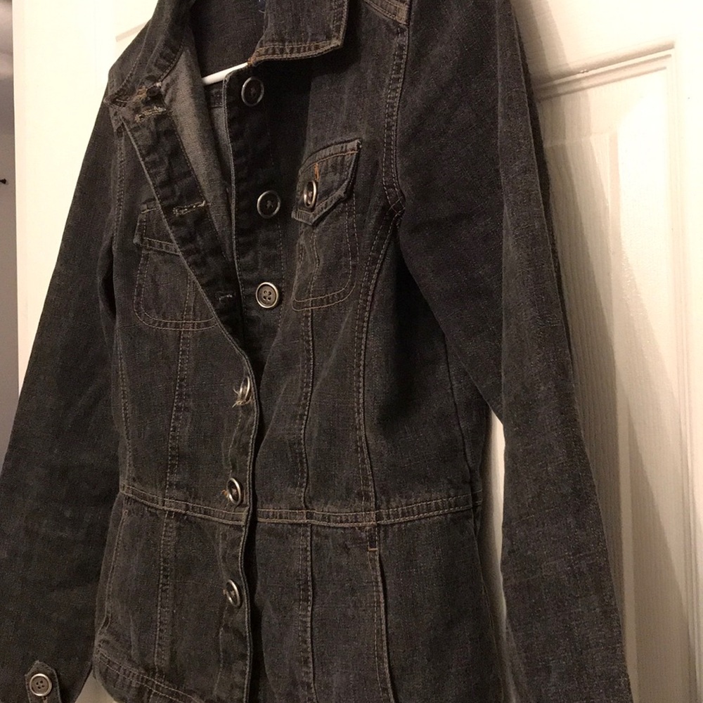 French Cuff Button Down Jean Jacket - Picture 5 of 7